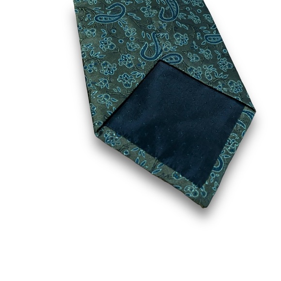 Massimo Bizzocchi Men's Necktie Paisley Print Green 3 3/4" Width - Picture 6 of 6